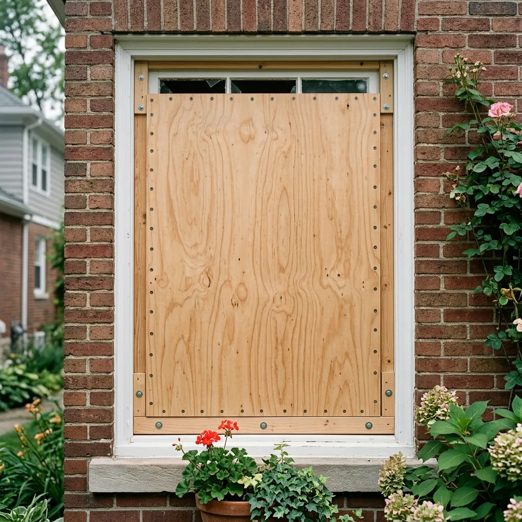 Sturdy structural plywood boarding panel installed by glazier team