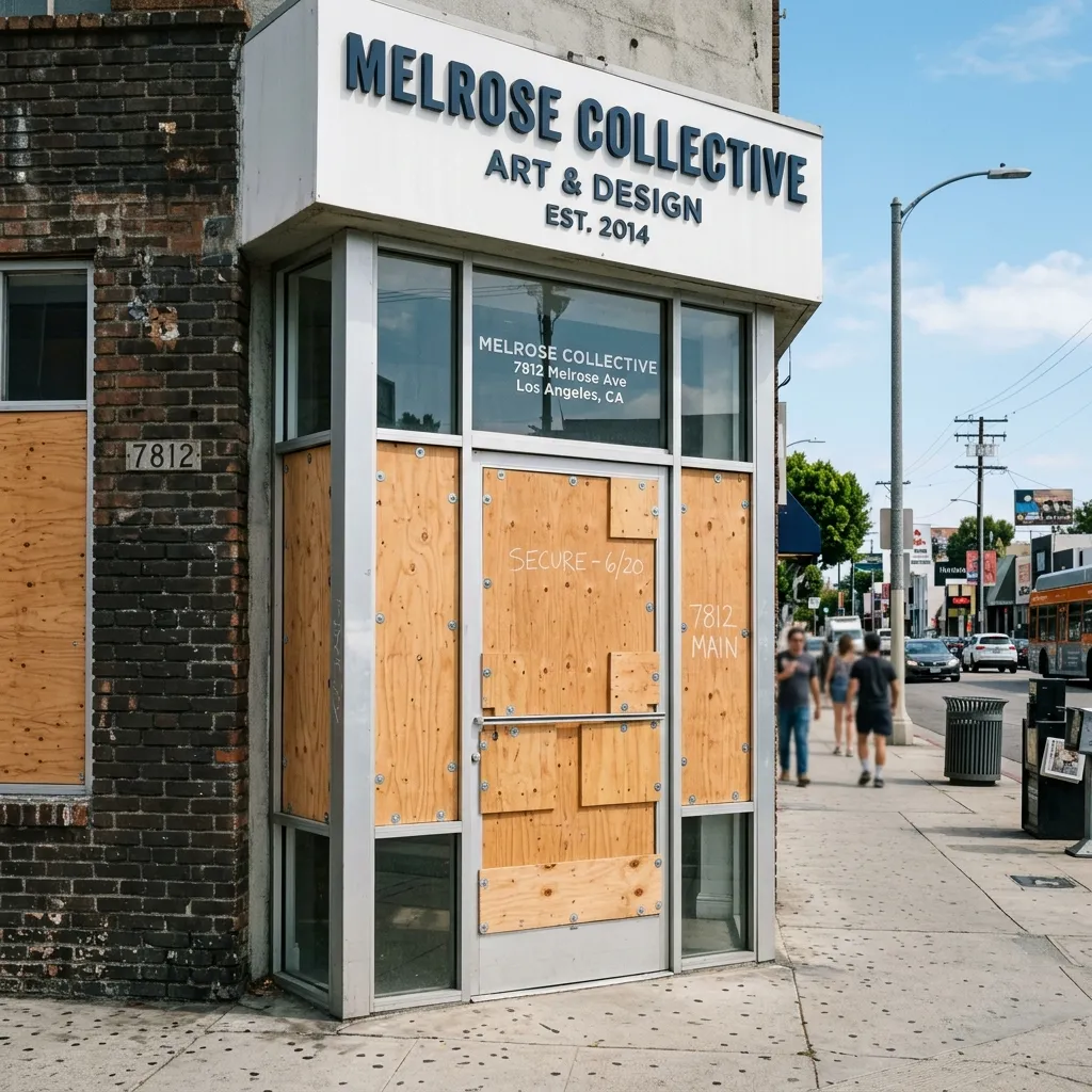 Commercial glass door secured after damage at a Los Angeles business