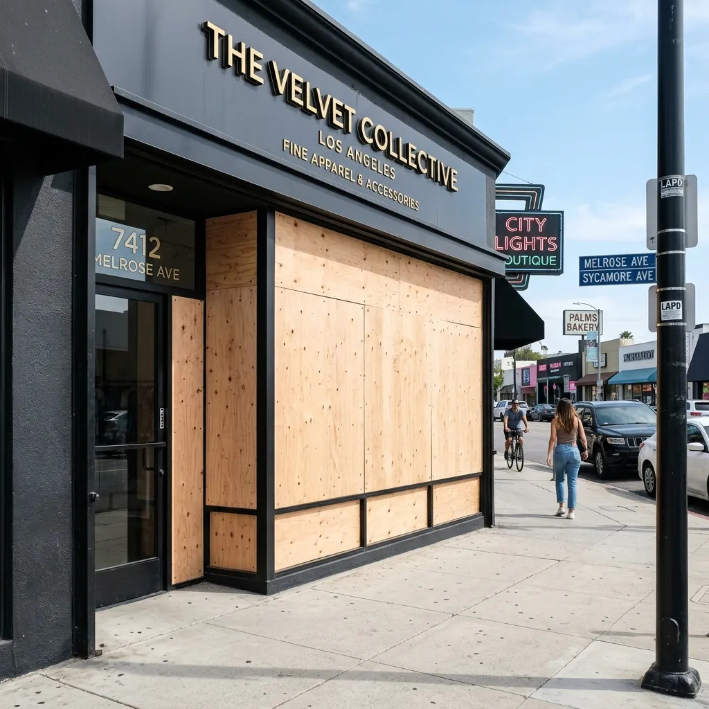 Emergency storefront board up completed for a retail property in Los Angeles